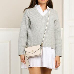 New White Authentic Coach Wyn Crossbody w/ Yellow Tea Rose Embellishment